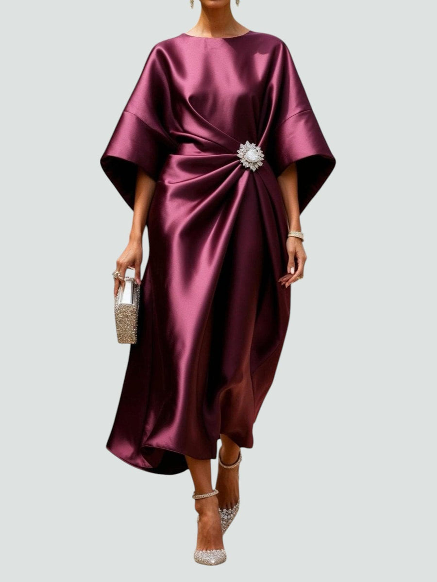 Kay | Women's Wrap Midi Dress in Luxe Fabric