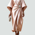 Kay | Women's Wrap Midi Dress in Luxe Fabric - Beige