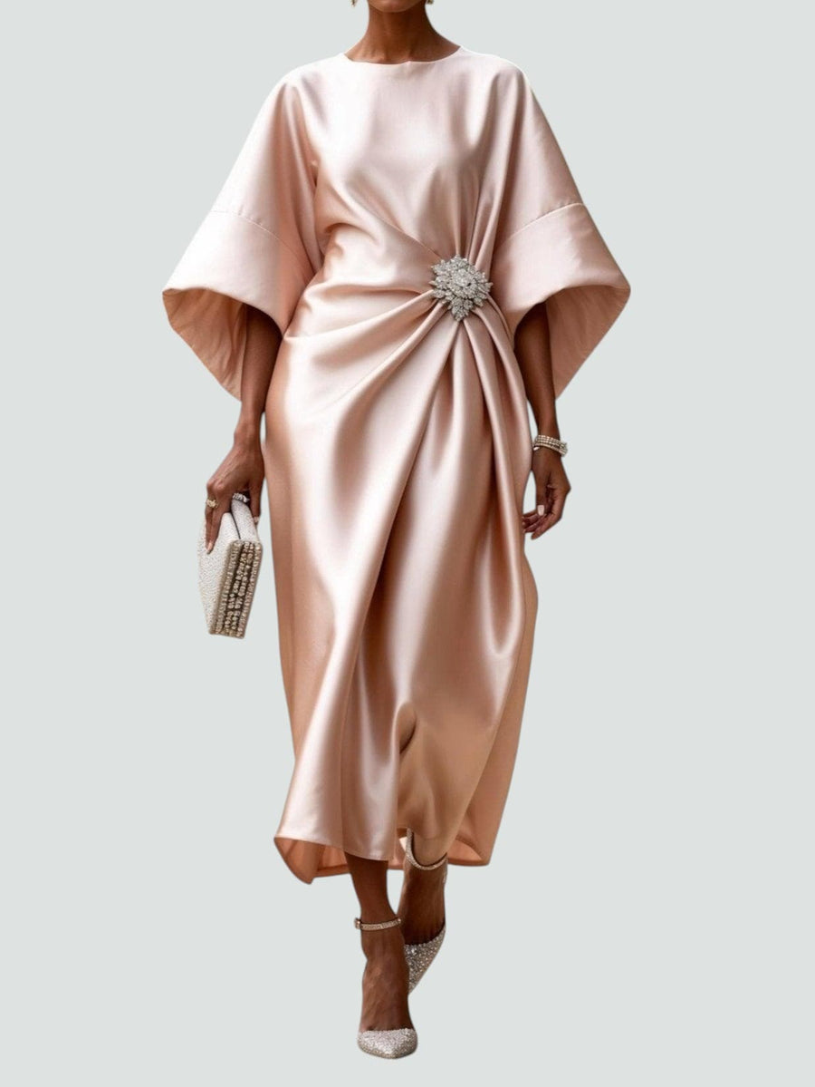 Kay | Women's Wrap Midi Dress in Luxe Fabric