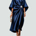 Kay | Women's Wrap Midi Dress in Luxe Fabric - Navy Blue