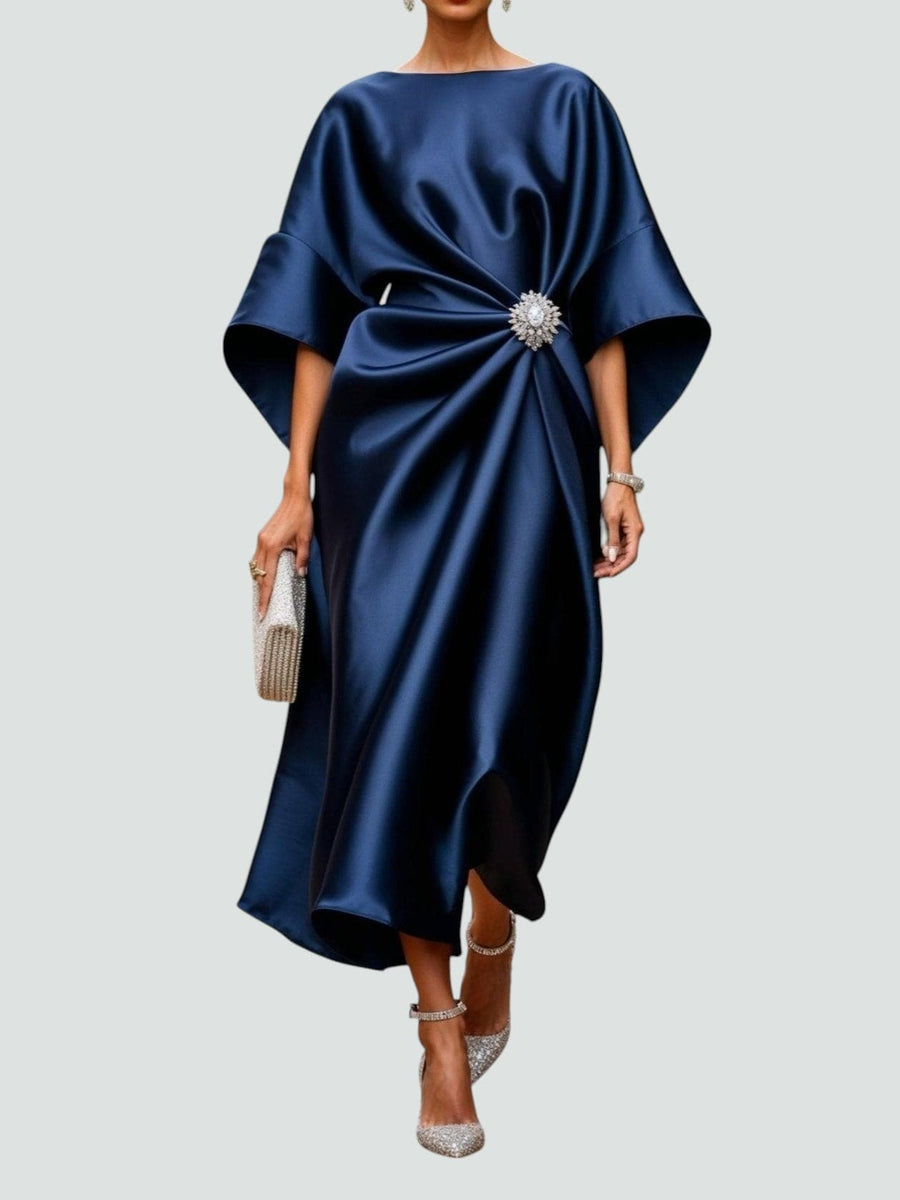 Kay | Women's Wrap Midi Dress in Luxe Fabric