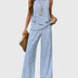 Leila | Women's Wide-Leg Pant Set - Blue Stripes