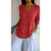 V-Neck Relaxed Fit Tunic Top - Red
