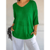 V-Neck Relaxed Fit Tunic Top - Green