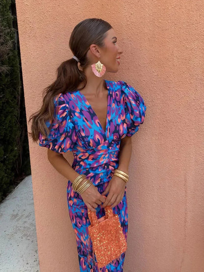 Dianna | Elegant Puff Sleeve Printed Dress