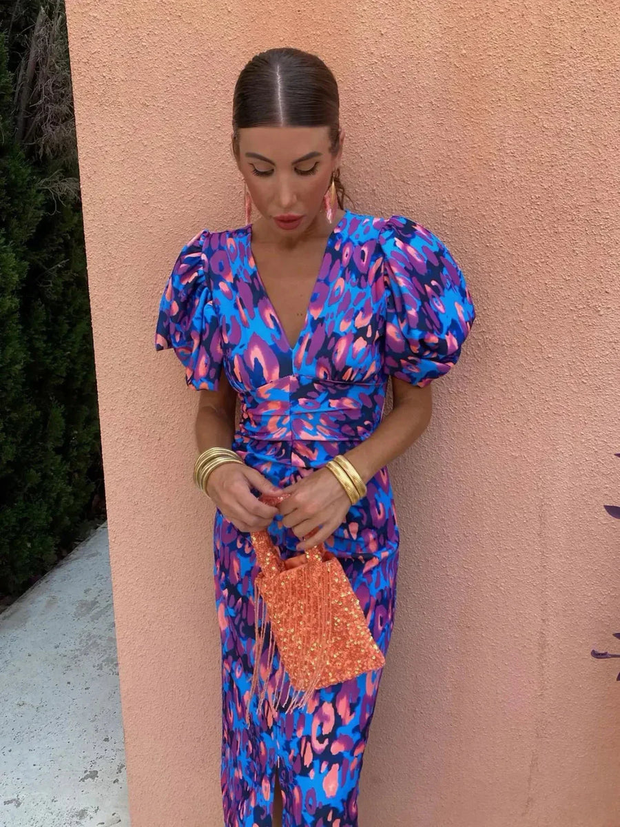 Dianna | Elegant Puff Sleeve Printed Dress