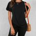 Lucy | Women's Twist Front Casual Tee - Black