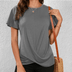 Lucy | Women's Twist Front Casual Tee - Grey
