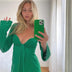 Mae | Women's Tie Front Long Sleeve Blouse - Green