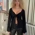 Mae | Women's Tie Front Long Sleeve Blouse - Black