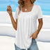 Michaela | Women's Pleated Square Neck Top - White