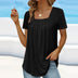 Michaela | Women's Pleated Square Neck Top - Smokey Black