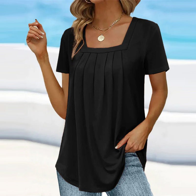 Michaela | Women's Pleated Square Neck Top