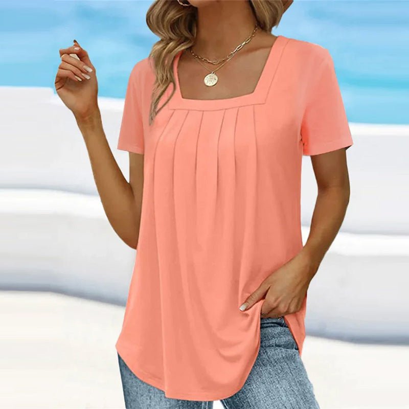 Michaela | Women's Pleated Square Neck Top