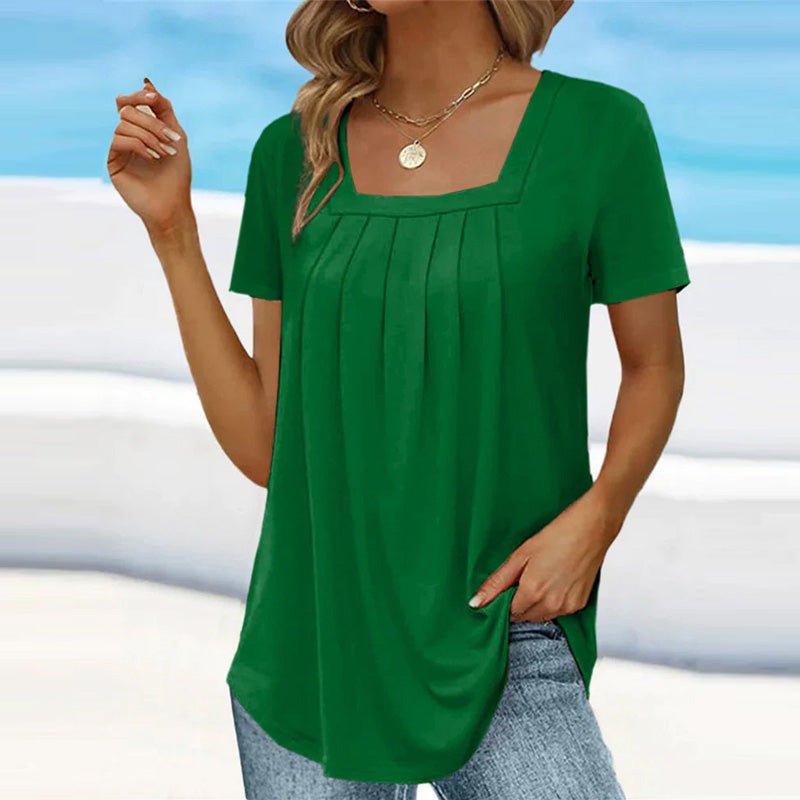 Michaela | Women's Pleated Square Neck Top