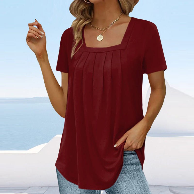 Michaela | Women's Pleated Square Neck Top
