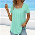 Michaela | Women's Pleated Square Neck Top - Fresh Mint