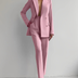 Noelle | Women's Double-Breasted Pant Suit - Pink