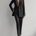Noelle | Women's Double-Breasted Pant Suit - Black