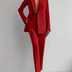 Noelle | Women's Double-Breasted Pant Suit - Red