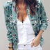 Phyllis | Elegant Floral Bomber Jacket for Women - Green