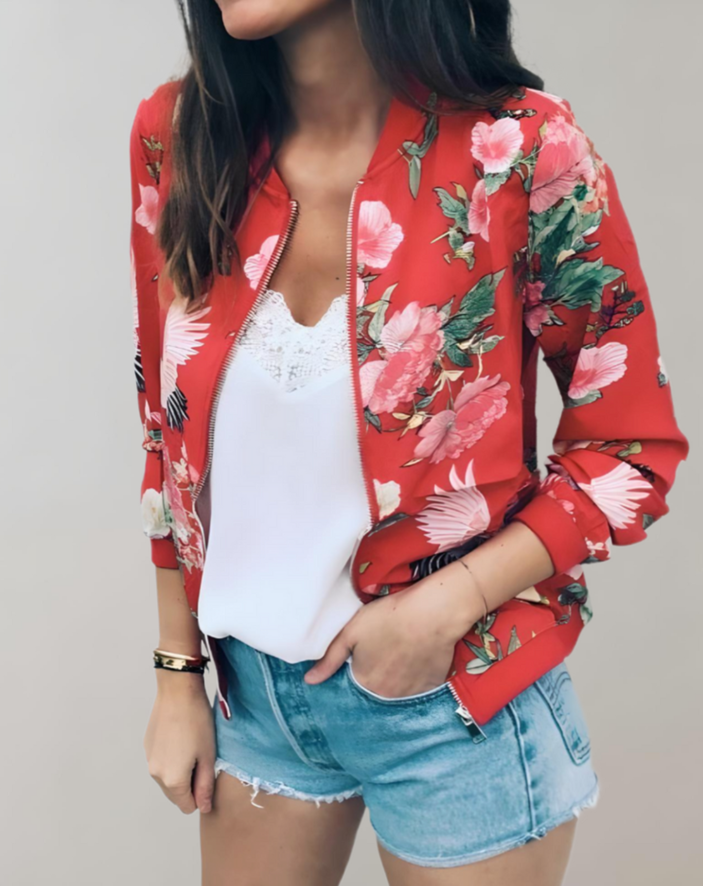 Phyllis | Elegant Floral Bomber Jacket for Women