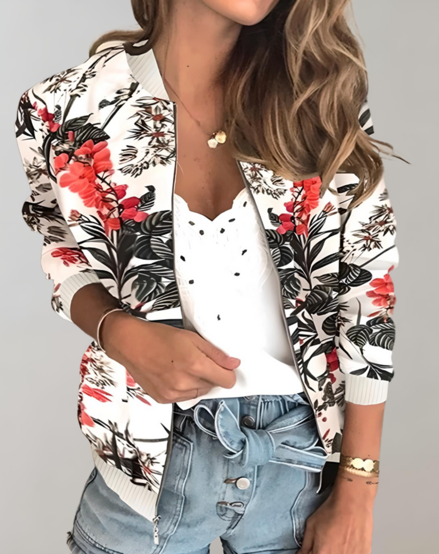 Phyllis | Elegant Floral Bomber Jacket for Women