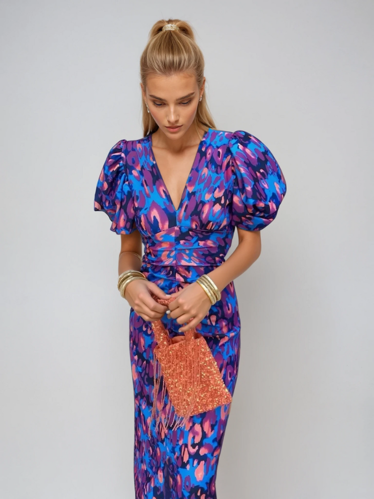 Dianna | Elegant Puff Sleeve Printed Dress