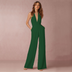 Rose Women's Halter Neck Backless Jumpsuit - Green