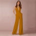 Rose Women's Halter Neck Backless Jumpsuit - Yellow/brown