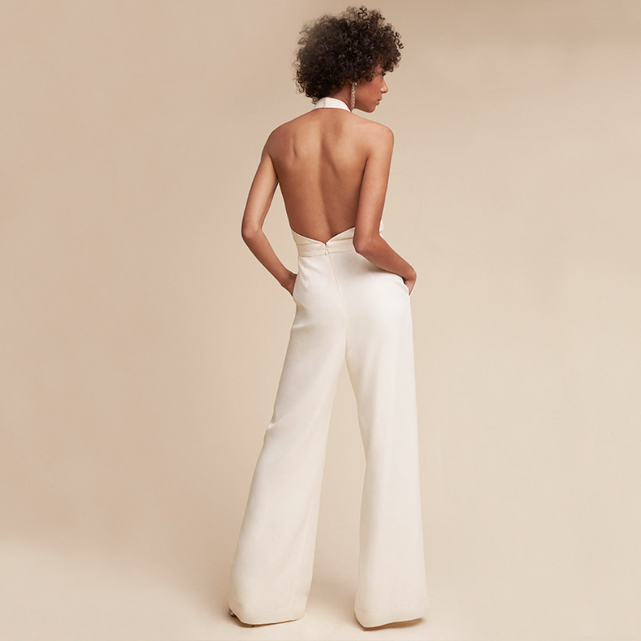 Rose Women's Halter Neck Backless Jumpsuit