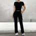Roxanne | Women's Cropped Two-Piece Set in Luxe Fabric - Black