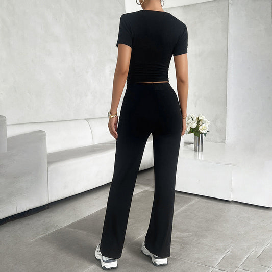 Roxanne | Women's Cropped Two-Piece Set in Luxe Fabric