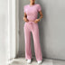 Roxanne | Women's Cropped Two-Piece Set in Luxe Fabric - Pink
