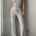 Roxanne | Women's Cropped Two-Piece Set in Luxe Fabric - Grey