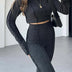 Sienna | Women's Cropped Long Sleeve Two-Piece Set - Black