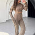 Sienna | Women's Cropped Long Sleeve Two-Piece Set - Brown