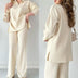 Camille | Women's Wide Leg Pant Set in Luxurious Fabric - White