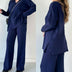Camille | Women's Wide Leg Pant Set in Luxurious Fabric - Blue