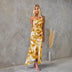 Katherine | Elegant Floral Midi Dress for Warm Days - Yellow