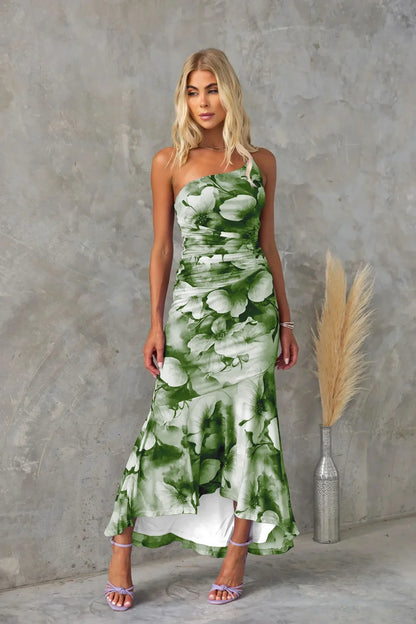 Katherine | Elegant Floral Midi Dress for Warm Weather