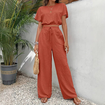 Whitney | Women's Drawstring Wide Leg Two-Piece Set