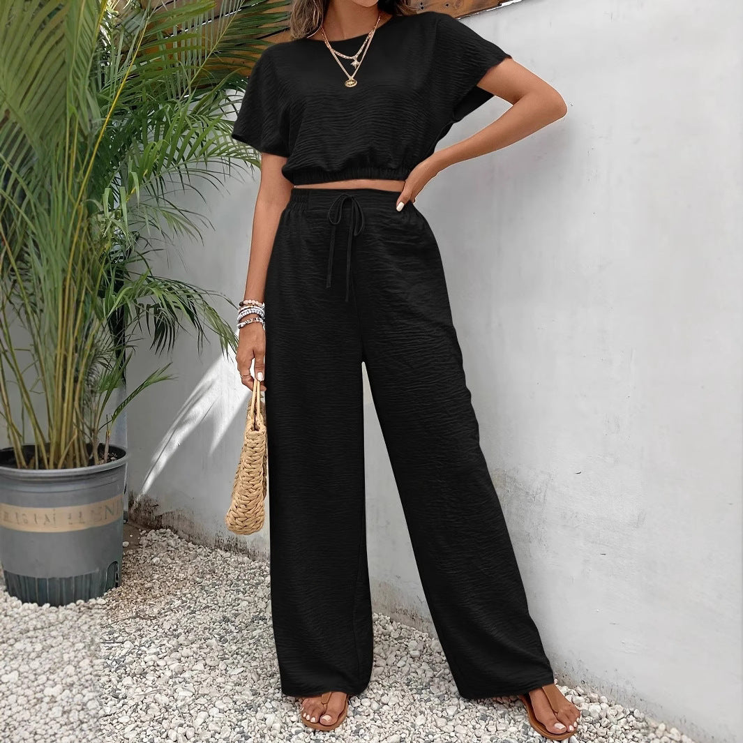 Whitney | Women's Drawstring Wide Leg Two-Piece Set