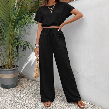 Whitney | Women's Drawstring Wide Leg Two-Piece Set