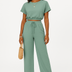 Whitney | Women's Drawstring Wide Leg Two-Piece Set - Apricot
