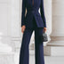 Whitney | Women's Fitted Long Sleeve Blazer Suit Set - Blue