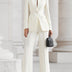 Whitney | Women's Fitted Long Sleeve Blazer Suit Set - White