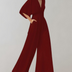 Willow | Women's Wide Leg Jumpsuit Two-Piece Set - Dark Red