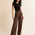 High Waist Pleated Leg Trousers with Tailored Fit - Brown
