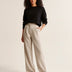 High Waist Pleated Leg Trousers with Tailored Fit - Beige